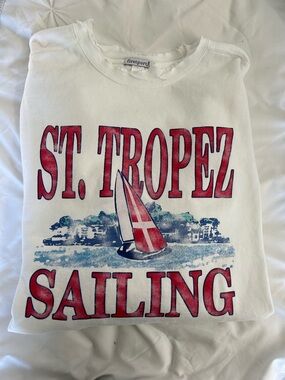 Firstport vintage White 'St. Tropez Sailing' Graphic Crewneck size Large